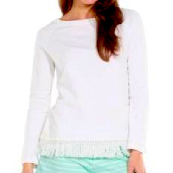 Sail to Sable Sweaters - NWT SAIL TO SABLE White Fringe Crewneck Sweater
